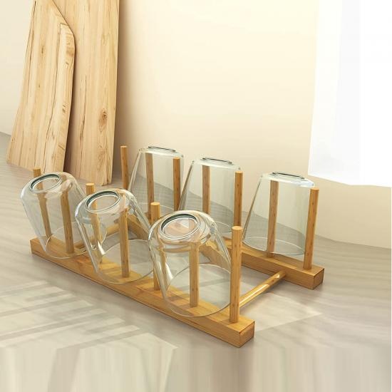 bamboo drying rack for cup and dish in kitchen room